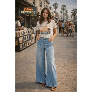 Vintage 1970s Hash Bell Bottom Jeans | Sz 32W | Buckle Back | Made in California